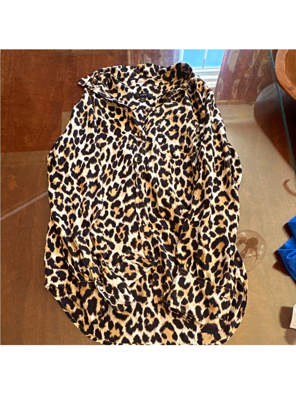 J. Crew silk Leopard Print Button-Down Blouse - Tan & Black